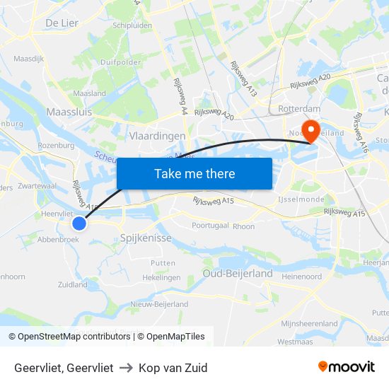 Geervliet, Geervliet to Kop van Zuid map