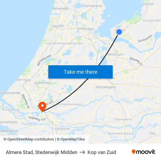 Almere Stad, Stedenwijk Midden to Kop van Zuid map