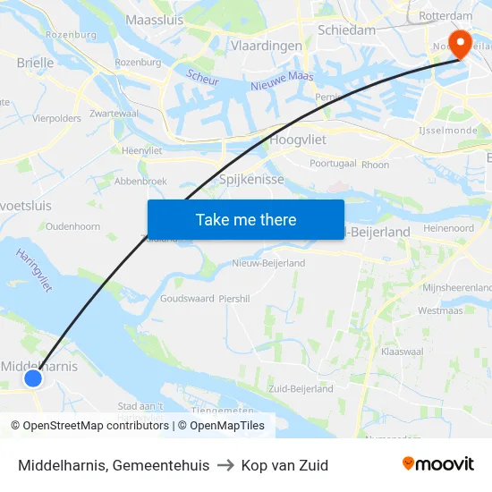 Middelharnis, Gemeentehuis to Kop van Zuid map