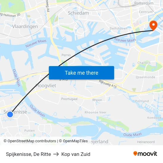 Spijkenisse, De Ritte to Kop van Zuid map