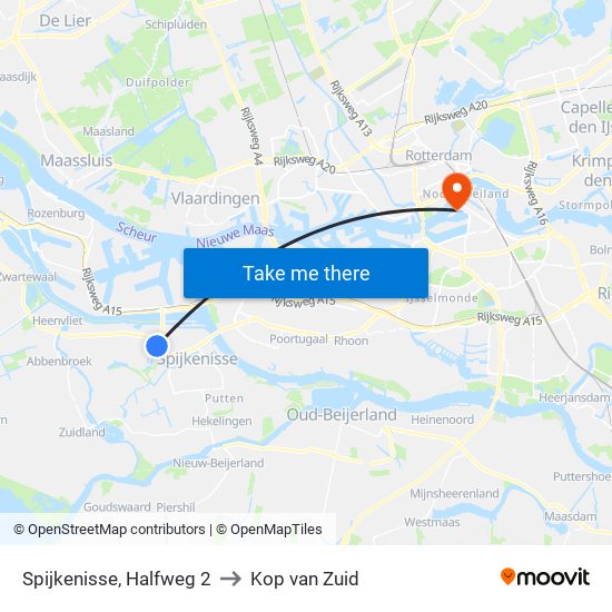 Spijkenisse, Halfweg 2 to Kop van Zuid map