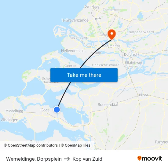 Wemeldinge, Dorpsplein to Kop van Zuid map