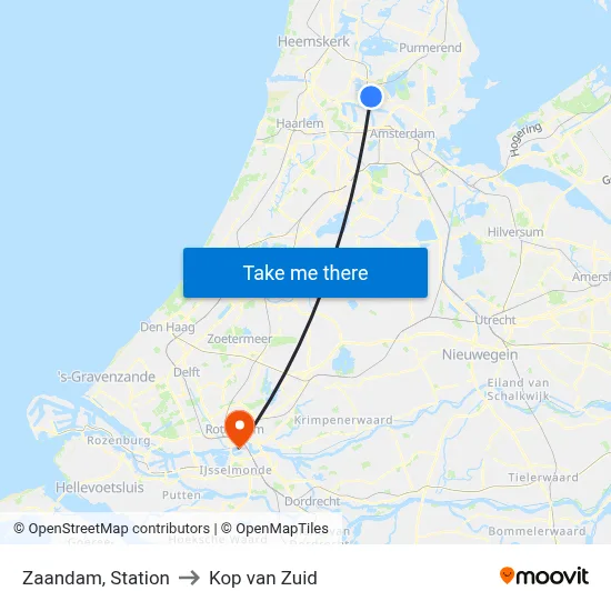 Zaandam, Station to Kop van Zuid map