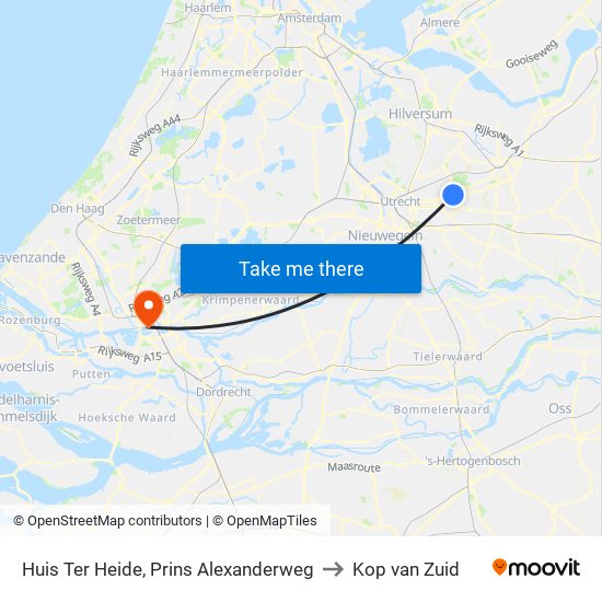 Huis Ter Heide, Prins Alexanderweg to Kop van Zuid map