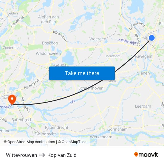 Wittevrouwen to Kop van Zuid map