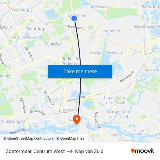 Zoetermeer, Centrum West to Kop van Zuid map