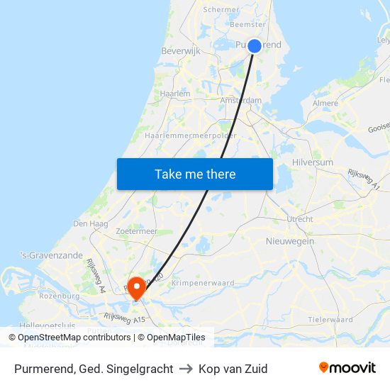 Purmerend, Ged. Singelgracht to Kop van Zuid map