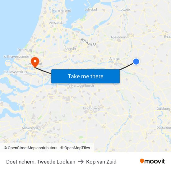 Doetinchem, Tweede Loolaan to Kop van Zuid map