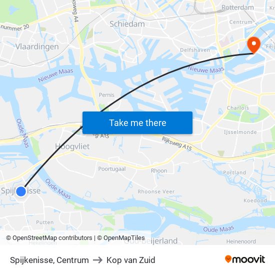 Spijkenisse, Centrum to Kop van Zuid map