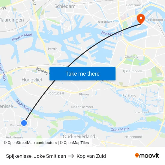 Spijkenisse, Joke Smitlaan to Kop van Zuid map
