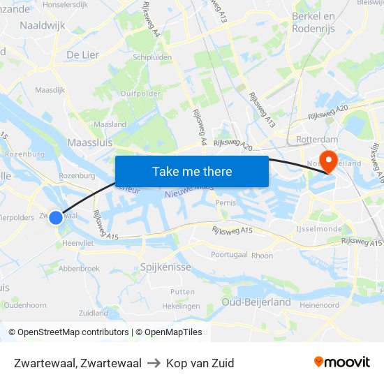 Zwartewaal, Zwartewaal to Kop van Zuid map