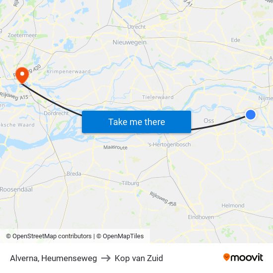 Alverna, Heumenseweg to Kop van Zuid map