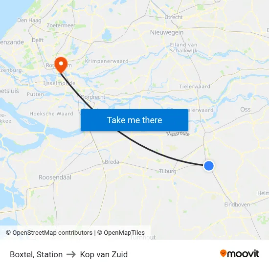 Boxtel, Station to Kop van Zuid map