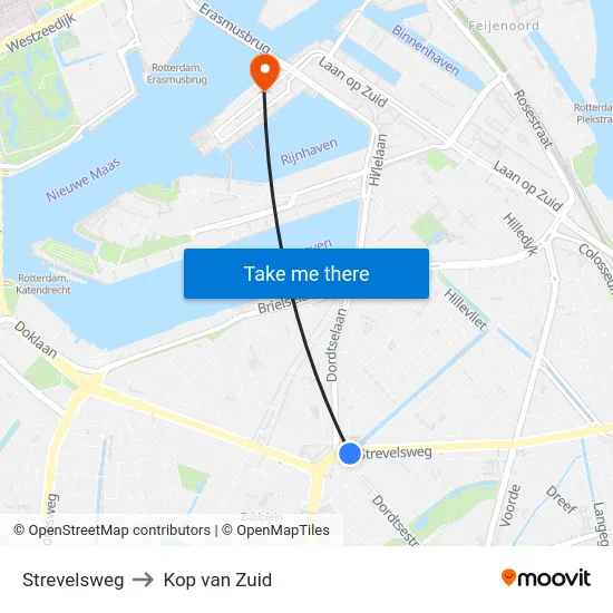 Strevelsweg to Kop van Zuid map