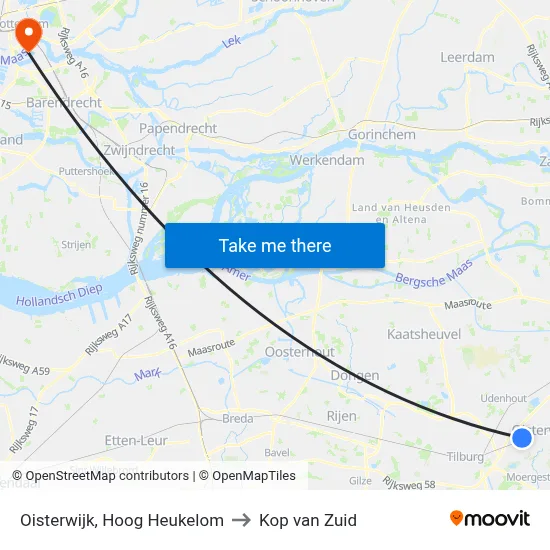 Oisterwijk, Hoog Heukelom to Kop van Zuid map