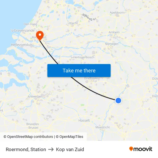 Roermond, Station to Kop van Zuid map