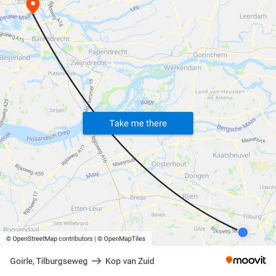 Goirle, Tilburgseweg to Kop van Zuid map