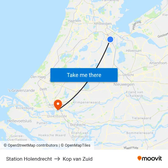 Station Holendrecht to Kop van Zuid map