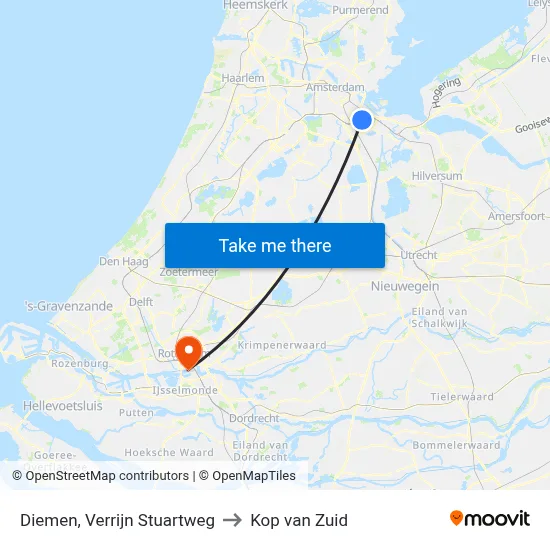 Diemen, Verrijn Stuartweg to Kop van Zuid map