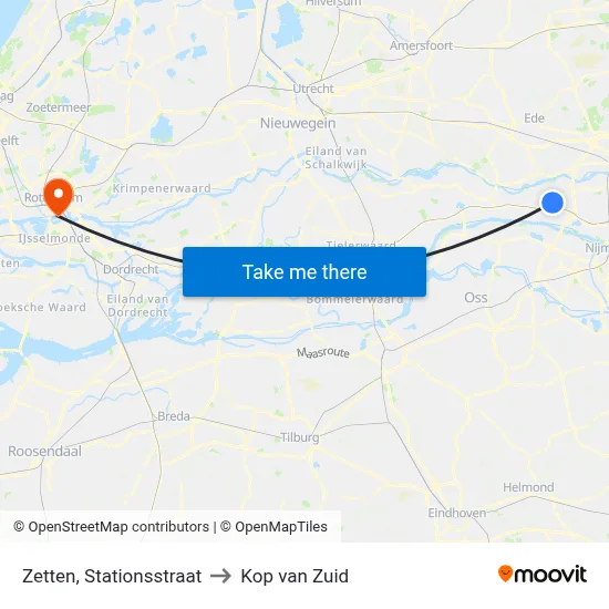 Zetten, Stationsstraat to Kop van Zuid map