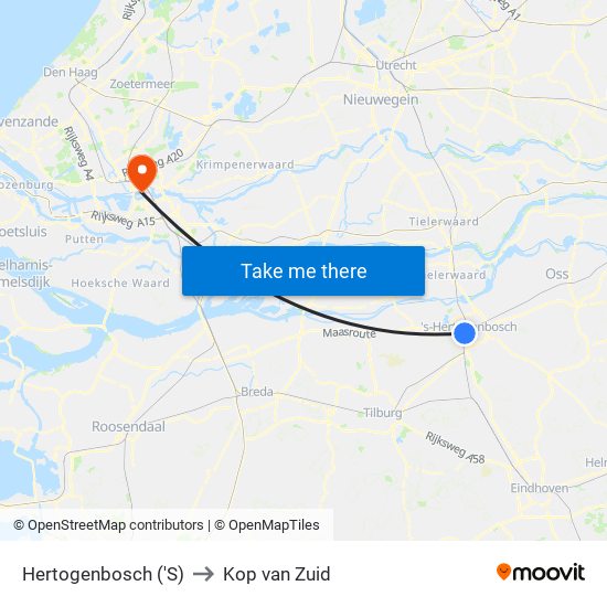 Hertogenbosch ('S) to Kop van Zuid map