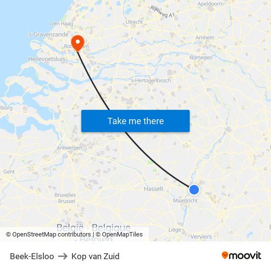 Beek-Elsloo to Kop van Zuid map