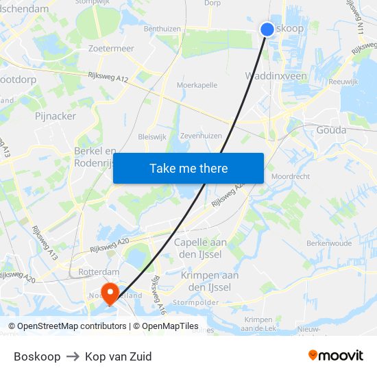 Boskoop to Kop van Zuid map