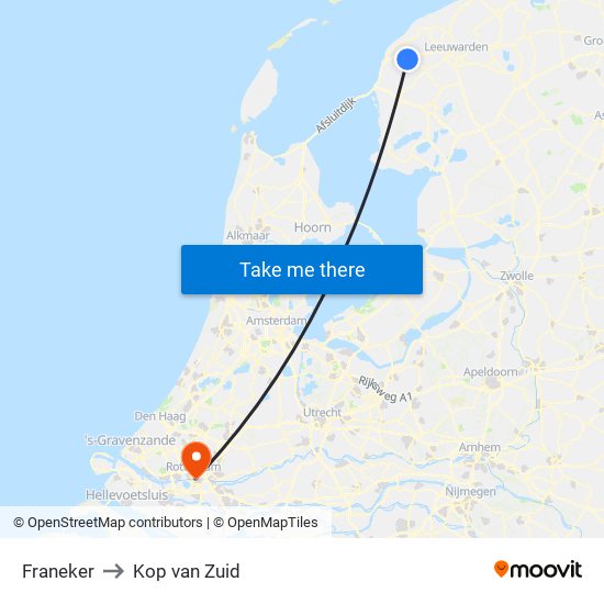 Franeker to Kop van Zuid map