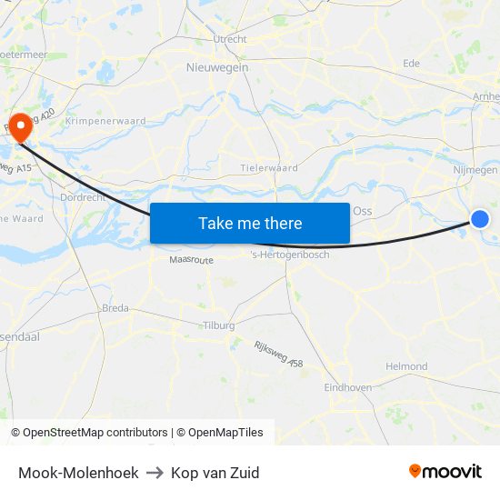 Mook-Molenhoek to Kop van Zuid map