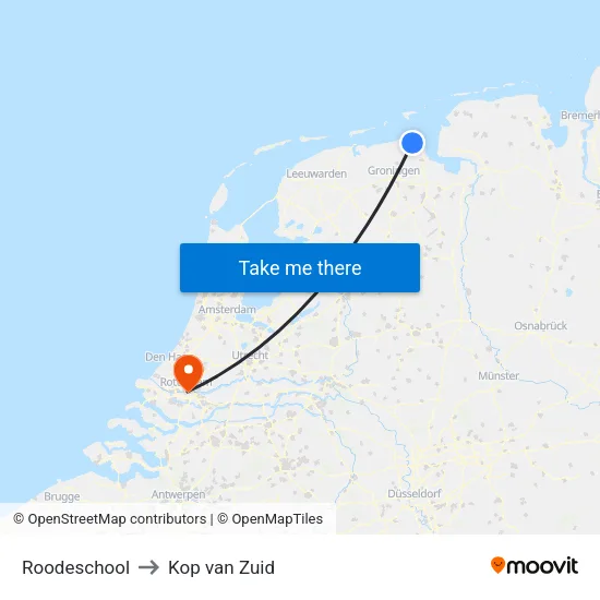Roodeschool to Kop van Zuid map