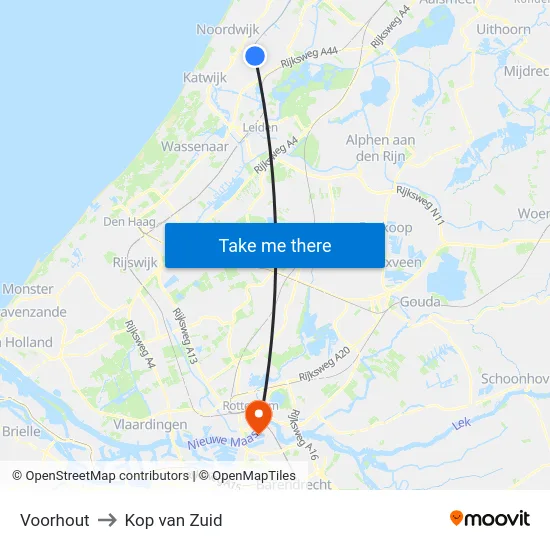 Voorhout to Kop van Zuid map