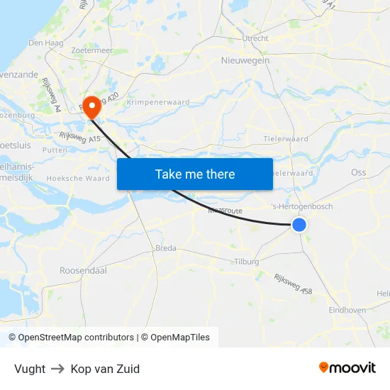 Vught to Kop van Zuid map