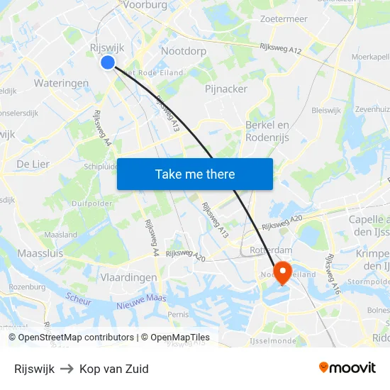 Rijswijk to Kop van Zuid map