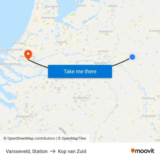 Varsseveld, Station to Kop van Zuid map