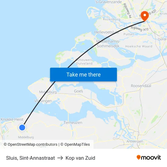 Sluis, Sint-Annastraat to Kop van Zuid map