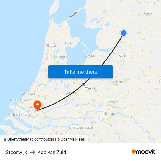 Steenwijk to Kop van Zuid map