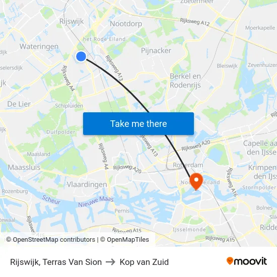 Rijswijk, Terras Van Sion to Kop van Zuid map