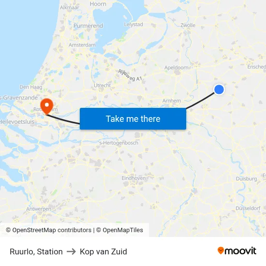 Ruurlo, Station to Kop van Zuid map