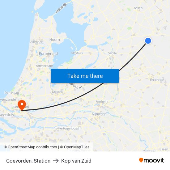 Coevorden, Station to Kop van Zuid map