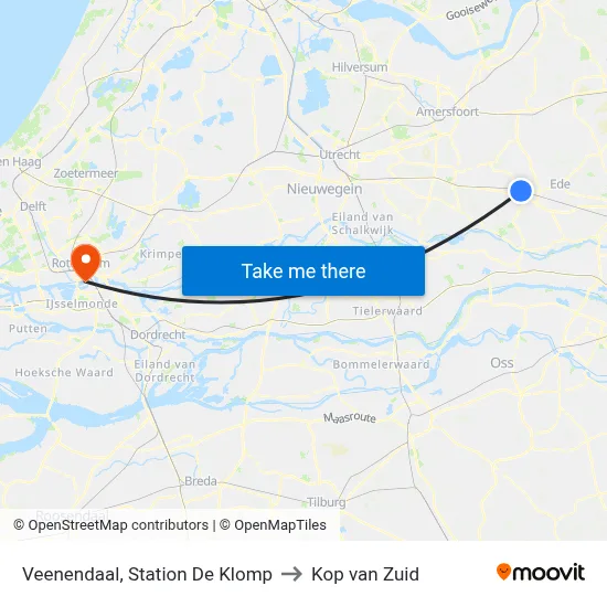 Veenendaal, Station De Klomp to Kop van Zuid map