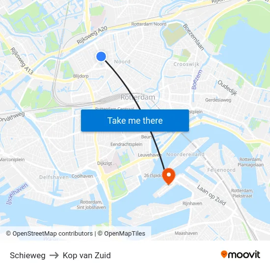 Schieweg to Kop van Zuid map