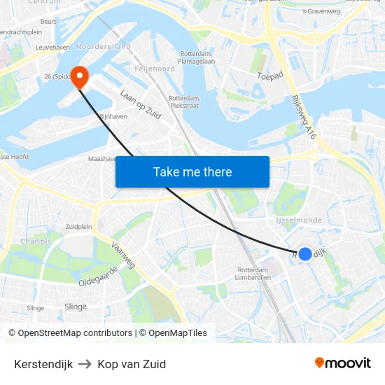 Kerstendijk to Kop van Zuid map