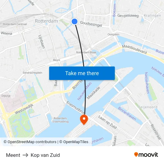 Meent to Kop van Zuid map