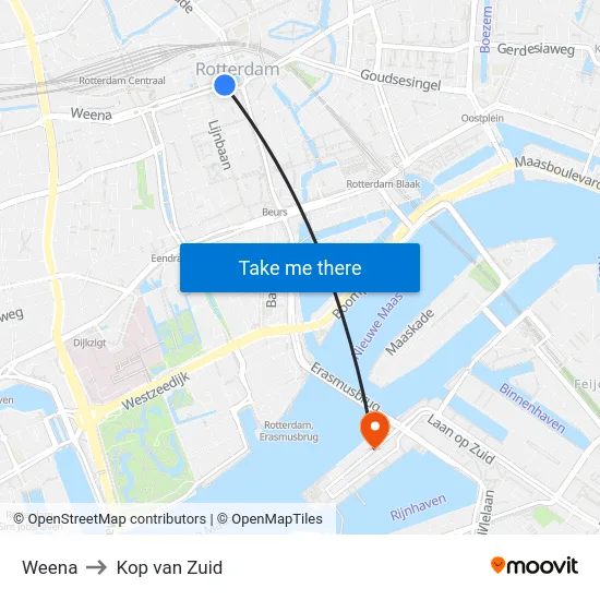 Weena to Kop van Zuid map