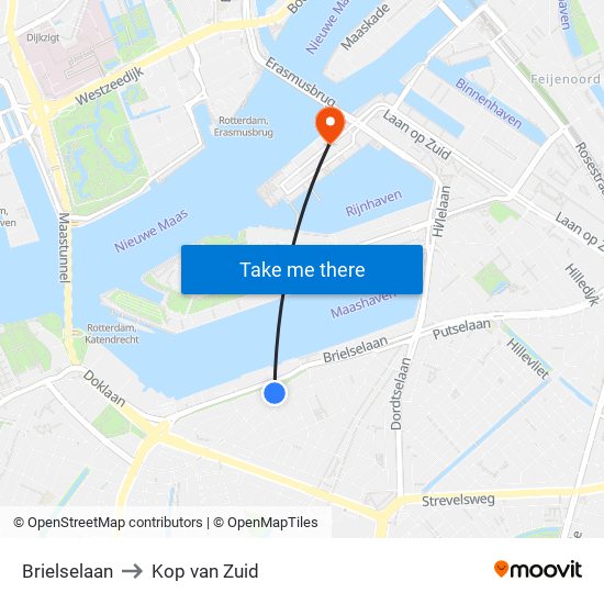 Brielselaan to Kop van Zuid map