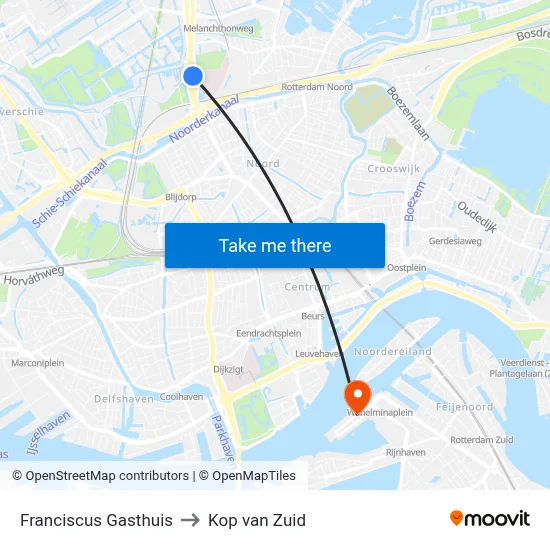 Franciscus Gasthuis to Kop van Zuid map