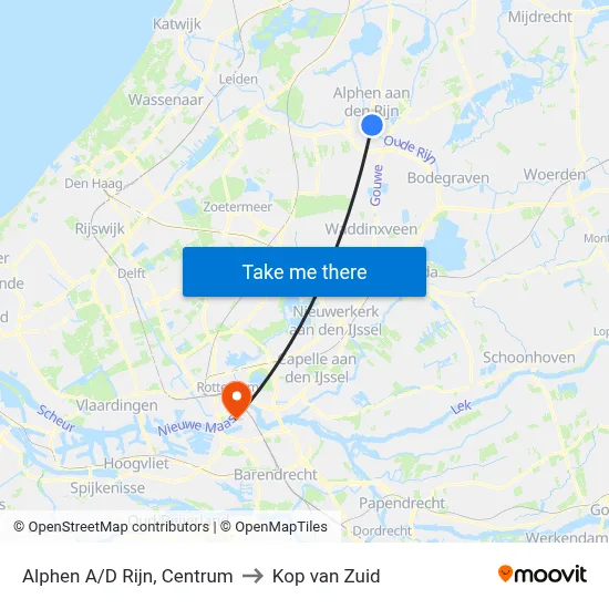 Alphen A/D Rijn, Centrum to Kop van Zuid map