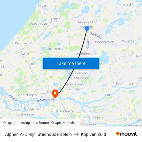 Alphen A/D Rijn, Stadhoudersplein to Kop van Zuid map