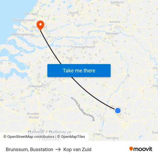 Brunssum, Busstation to Kop van Zuid map