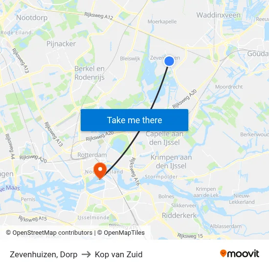 Zevenhuizen, Dorp to Kop van Zuid map